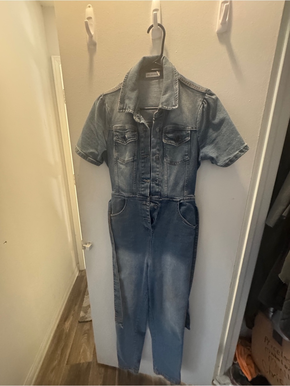 Anthropologie Denim Slim Straight Denim Jumpsuit - Light Blue
